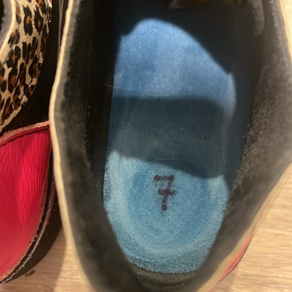 SoleTech Hand Painted Leather Lace Up Shoes Women 7 leopard funky whimsical - Picture 6 of 13